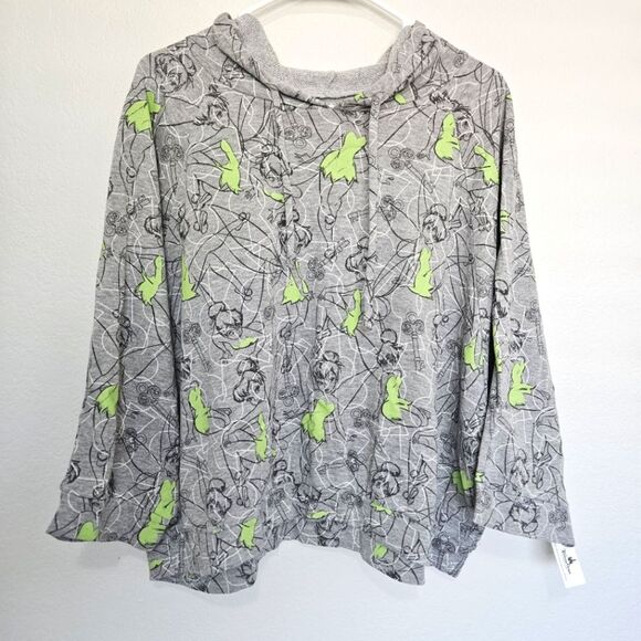 NWT Disney Parks | Tinkerbell Allover Graphic Print Hood Top, Womens Large - Picture 1 of 6